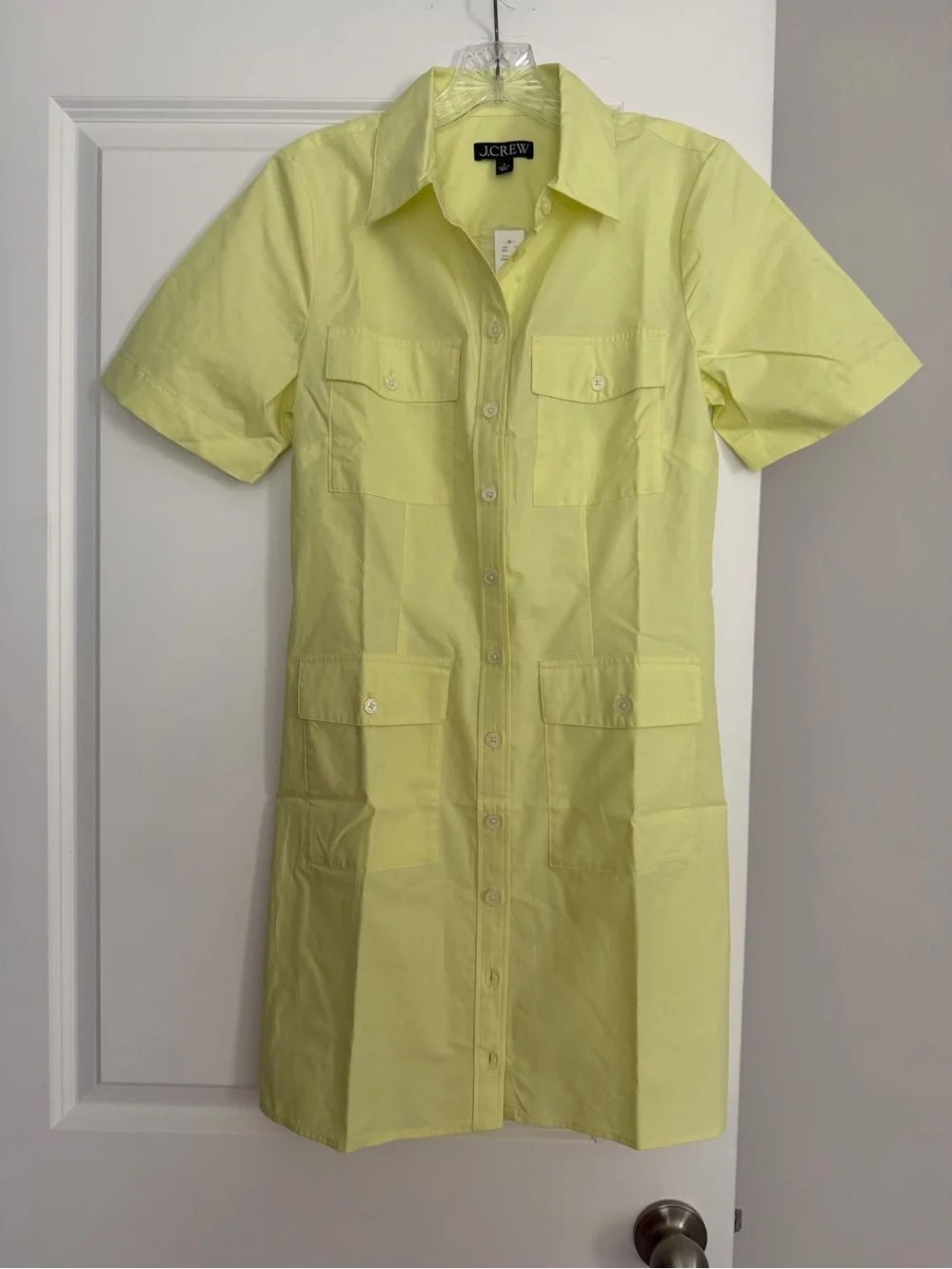 J. Crew Neon Yellow Short-Sleeve Button-Front Shirtdress